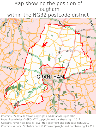 Map showing location of Hougham within NG32