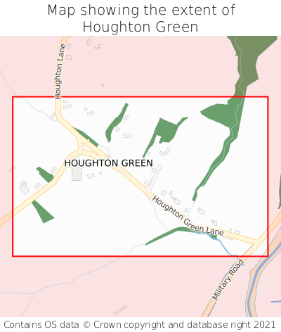 Map showing extent of Houghton Green as bounding box