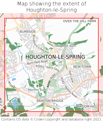 Map showing extent of Houghton-le-Spring as bounding box