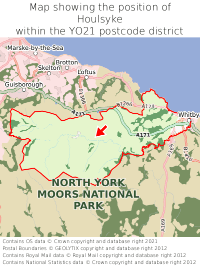 Map showing location of Houlsyke within YO21