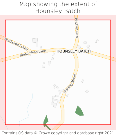 Map showing extent of Hounsley Batch as bounding box