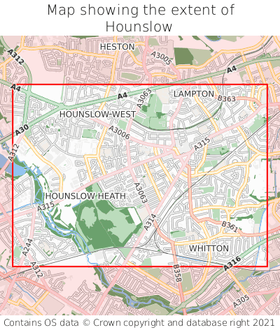 Map showing extent of Hounslow as bounding box