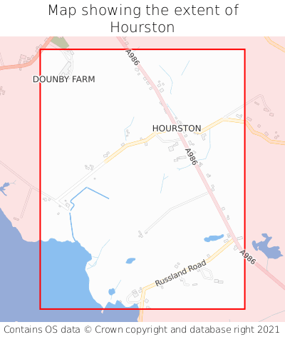 Map showing extent of Hourston as bounding box