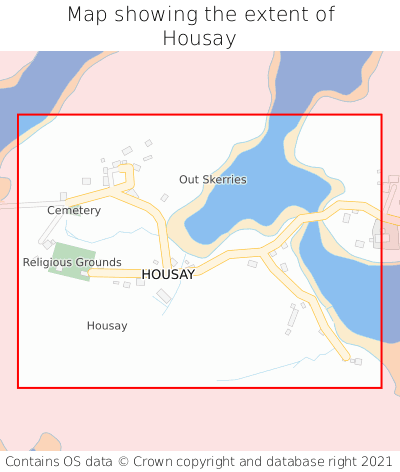 Map showing extent of Housay as bounding box