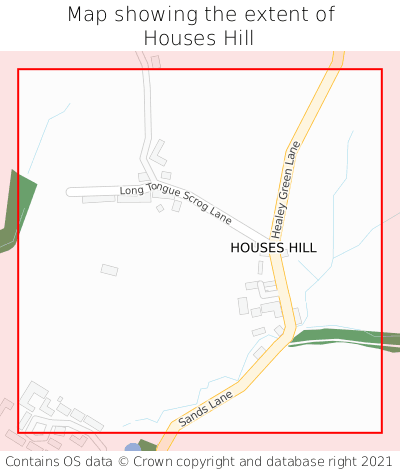 Map showing extent of Houses Hill as bounding box