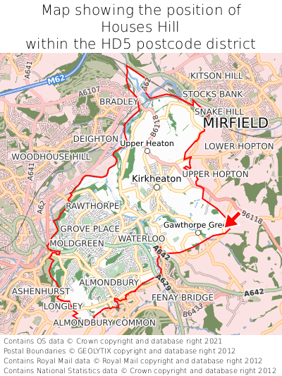 Map showing location of Houses Hill within HD5