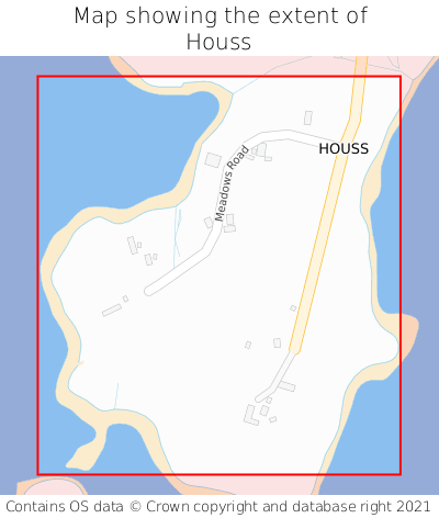 Map showing extent of Houss as bounding box