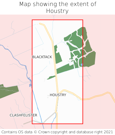 Map showing extent of Houstry as bounding box