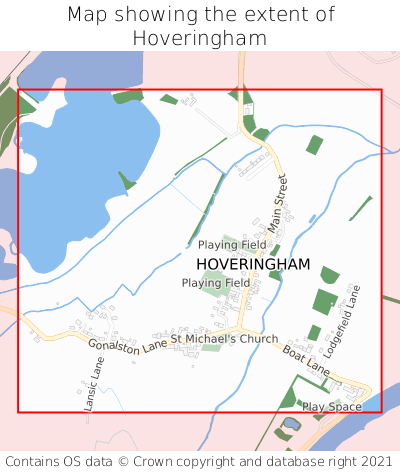 Map showing extent of Hoveringham as bounding box