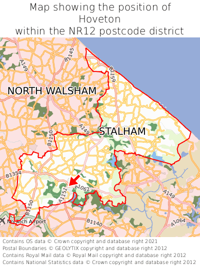 Map showing location of Hoveton within NR12