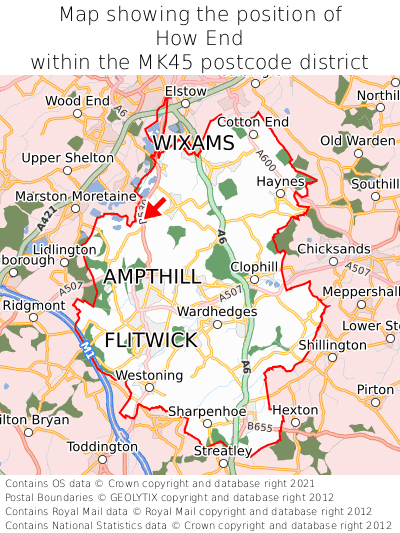 Map showing location of How End within MK45