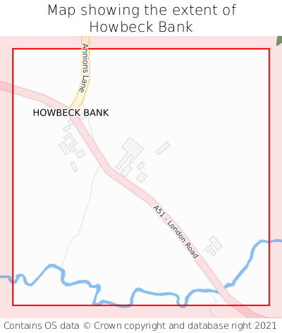 Map showing extent of Howbeck Bank as bounding box