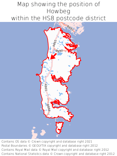 Map showing location of Howbeg within HS8