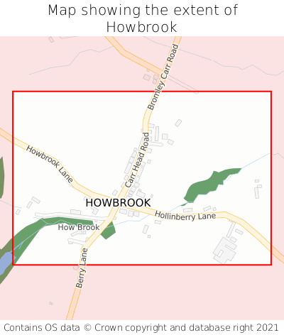 Map showing extent of Howbrook as bounding box