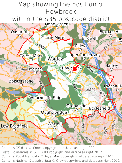 Map showing location of Howbrook within S35