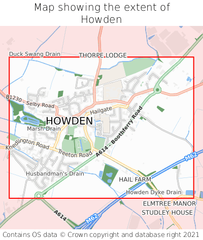Map showing extent of Howden as bounding box