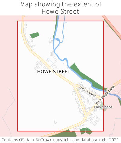 Map showing extent of Howe Street as bounding box