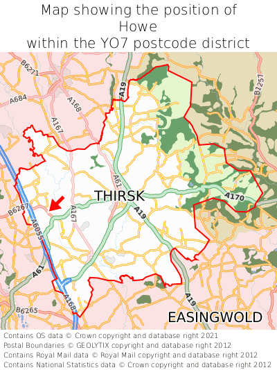 Map showing location of Howe within YO7