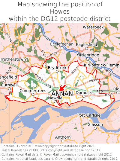 Map showing location of Howes within DG12
