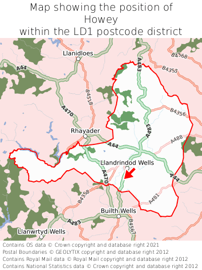 Map showing location of Howey within LD1