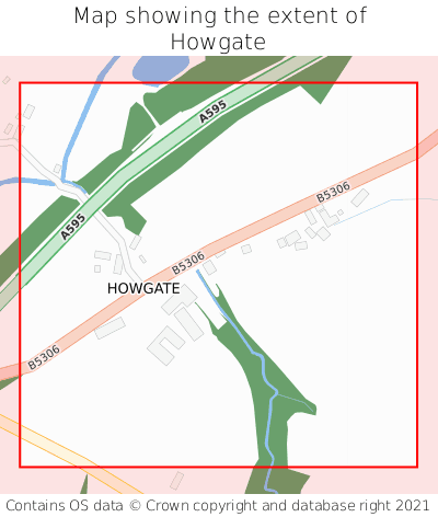 Map showing extent of Howgate as bounding box