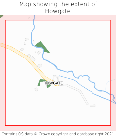 Map showing extent of Howgate as bounding box