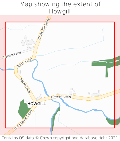 Map showing extent of Howgill as bounding box