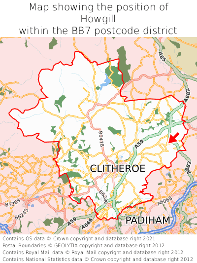 Map showing location of Howgill within BB7