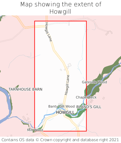 Map showing extent of Howgill as bounding box