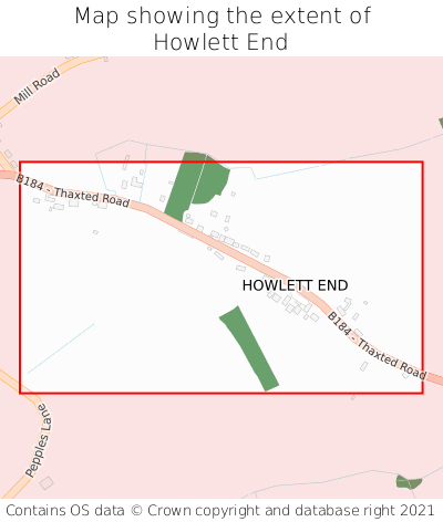 Map showing extent of Howlett End as bounding box