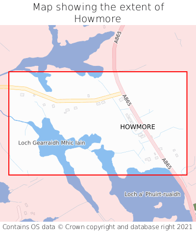 Map showing extent of Howmore as bounding box