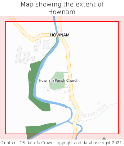 Map showing extent of Hownam as bounding box