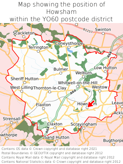 Map showing location of Howsham within YO60