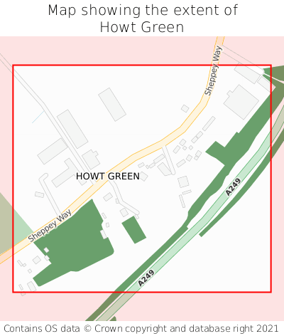Map showing extent of Howt Green as bounding box