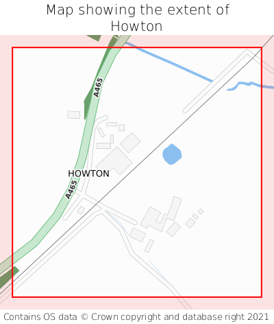 Map showing extent of Howton as bounding box