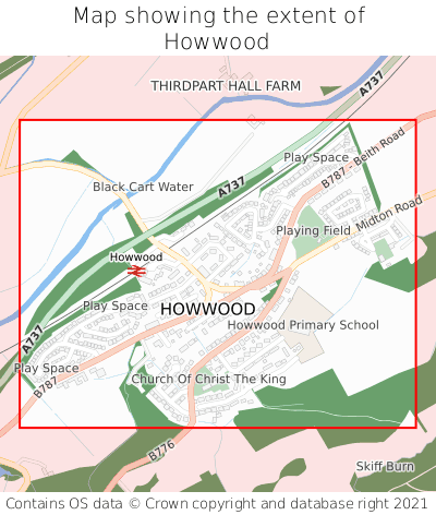 Map showing extent of Howwood as bounding box