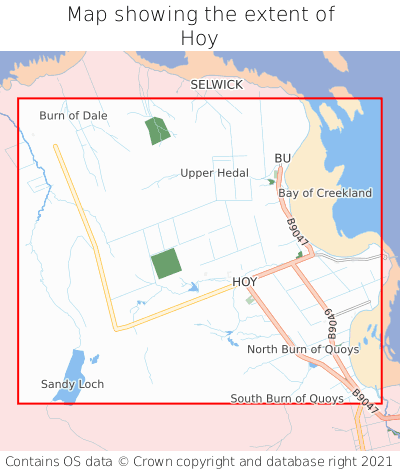 Map showing extent of Hoy as bounding box