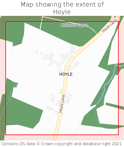 Map showing extent of Hoyle as bounding box