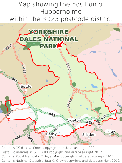 Map showing location of Hubberholme within BD23