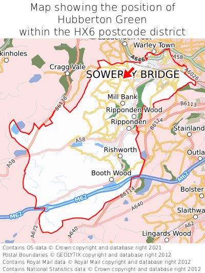 Map showing location of Hubberton Green within HX6