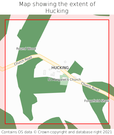 Map showing extent of Hucking as bounding box