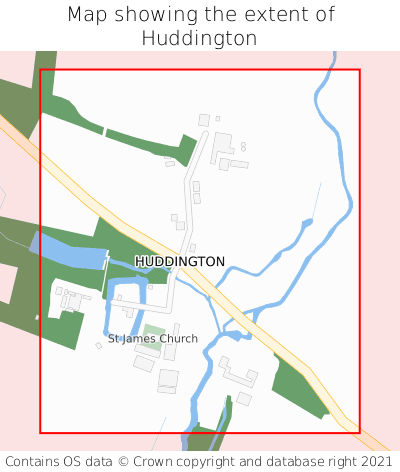 Map showing extent of Huddington as bounding box