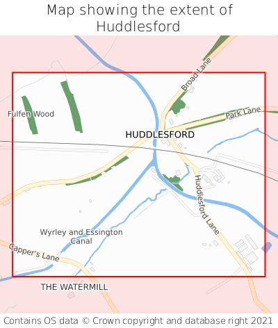Map showing extent of Huddlesford as bounding box
