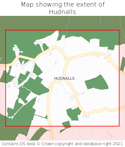 Map showing extent of Hudnalls as bounding box