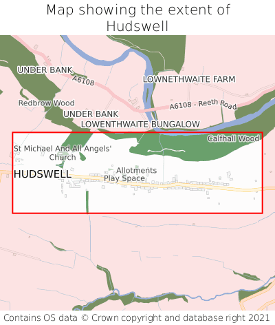 Map showing extent of Hudswell as bounding box