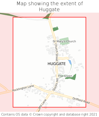 Map showing extent of Huggate as bounding box