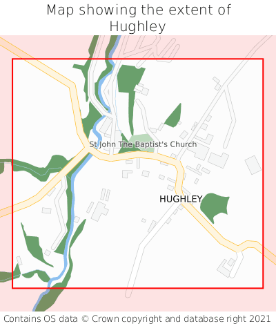 Map showing extent of Hughley as bounding box