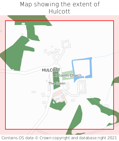 Map showing extent of Hulcott as bounding box