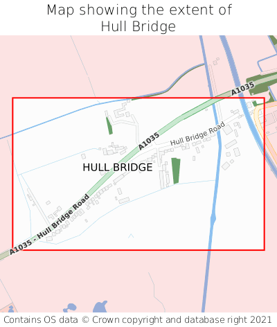 Map showing extent of Hull Bridge as bounding box