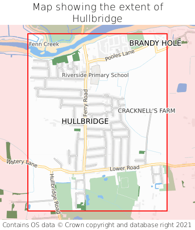 Map showing extent of Hullbridge as bounding box